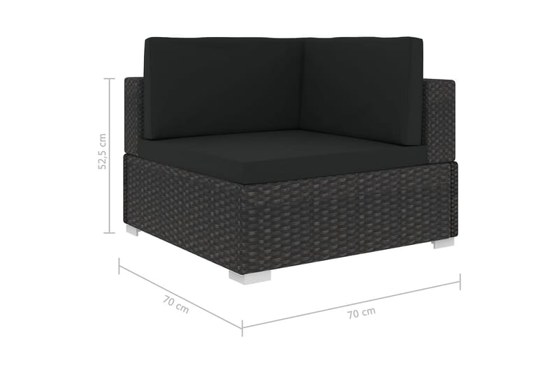 Hörnsits till Modulsoffa Utomhus 1 st med dynor konstrotting svart - Svart - Utemöbler - Loungemöbler - Modulsoffa utomhus - Hörnmodul utesoffa