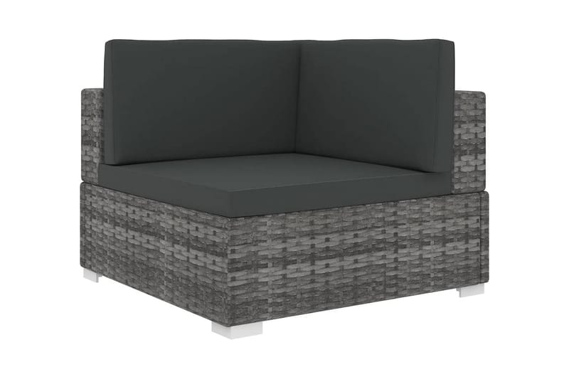 Hörnsits till Modulsoffa Utomhus med dynor 1 st konstrotting grå - Grå - Utemöbler - Loungemöbler - Modulsoffa utomhus - Hörnmodul utesoffa
