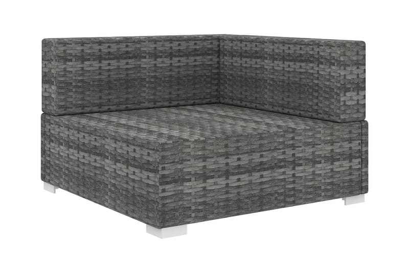 Hörnsits till Modulsoffa Utomhus med dynor 1 st konstrotting grå - Grå - Utemöbler - Loungemöbler - Modulsoffa utomhus - Hörnmodul utesoffa