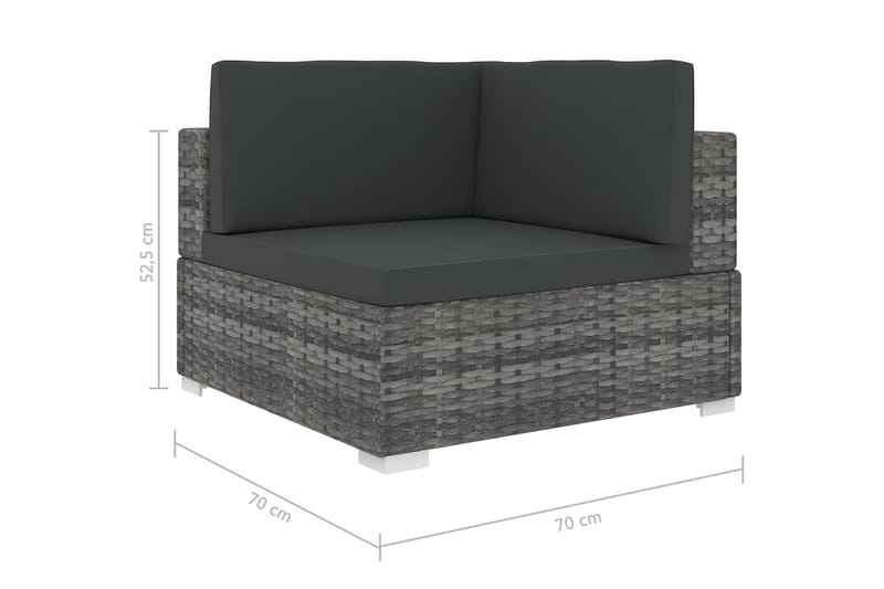 Hörnsits till Modulsoffa Utomhus med dynor 1 st konstrotting grå - Grå - Utemöbler - Loungemöbler - Modulsoffa utomhus - Hörnmodul utesoffa