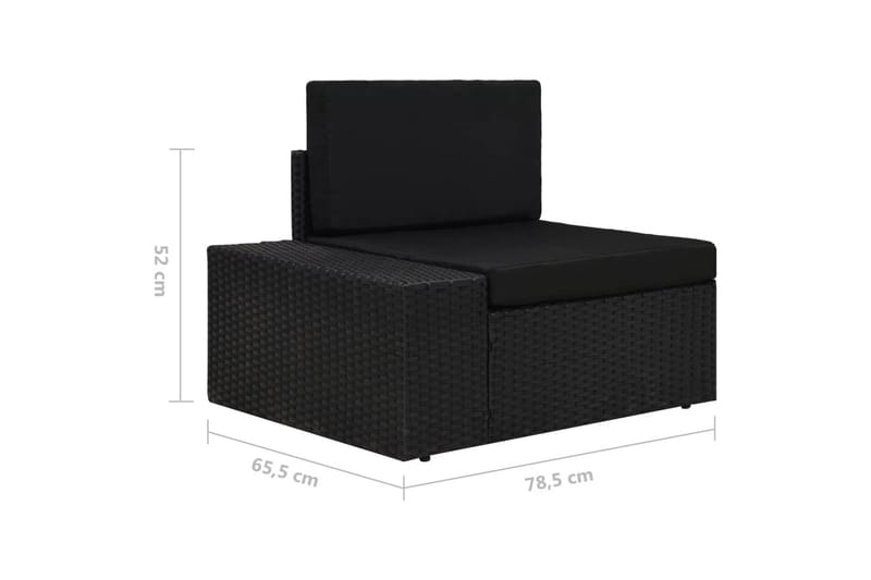 Hörnsits till Modulsoffa Utomhus med höger armstöd konstrotting svar - Svart - Utemöbler - Loungemöbler - Modulsoffa utomhus
