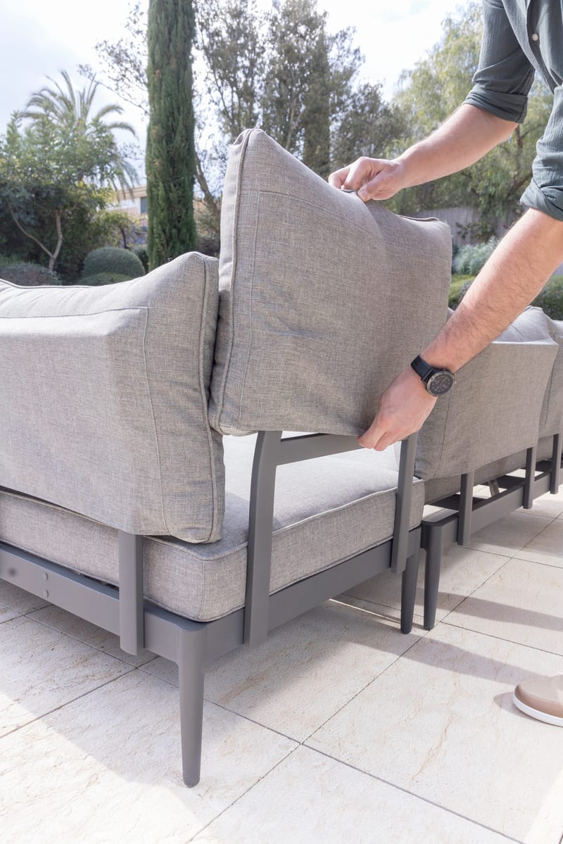 L-Soffa Utomhus TOPAZ 4-sits - magnesiumgrå - Utemöbler - Loungemöbler - Loungesoffa