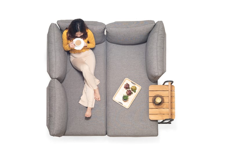 L-Soffa Utomhus TOPAZ 4-sits - magnesiumgrå - Utemöbler - Loungemöbler - Loungesoffa