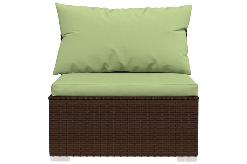 Mittensektion med dynor till Trädgårdssoffa brun konstrottni - Brun/Grön - Utemöbler - Loungemöbler - Modulsoffa utomhus
