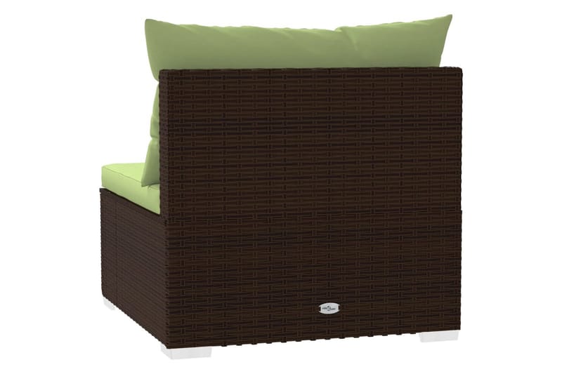 Mittensektion med dynor till Trädgårdssoffa brun konstrottni - Brun/Grön - Utemöbler - Loungemöbler - Modulsoffa utomhus