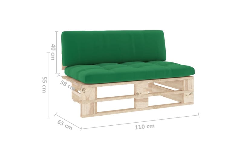 Mittensektion till Pallsoffa Utomhus impregnerad furu - Grön - Utemöbler - Loungemöbler - Modulsoffa utomhus