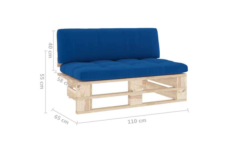 Mittensektion till Pallsoffa Utomhus impregnerad furu - Blå - Utemöbler - Loungemöbler - Modulsoffa utomhus