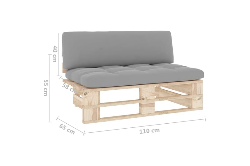 Mittensektion till Pallsoffa Utomhus impregnerad furu - Grå - Utemöbler - Loungemöbler - Modulsoffa utomhus