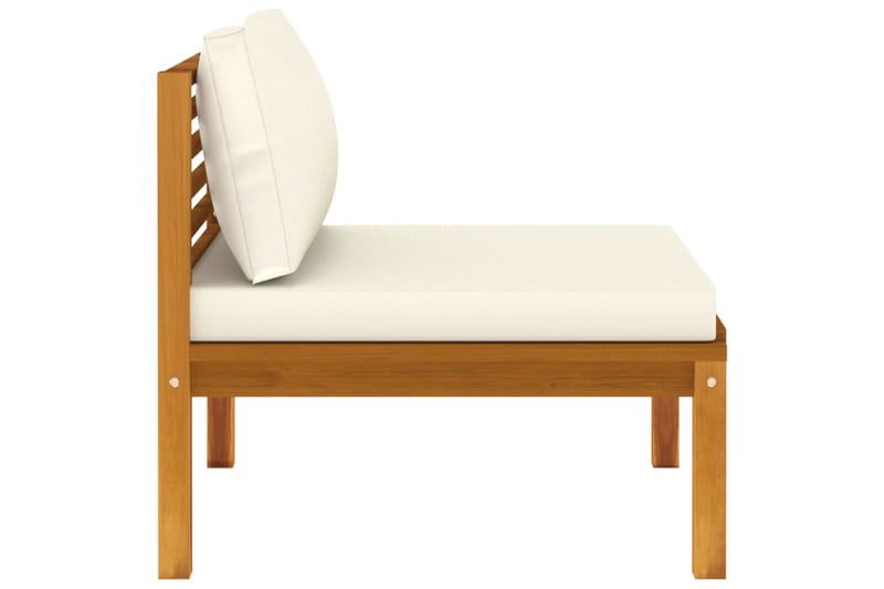 Mittensits med gräddvit dyna akaciaträ - Vit - Utemöbler - Loungemöbler - Modulsoffa utomhus