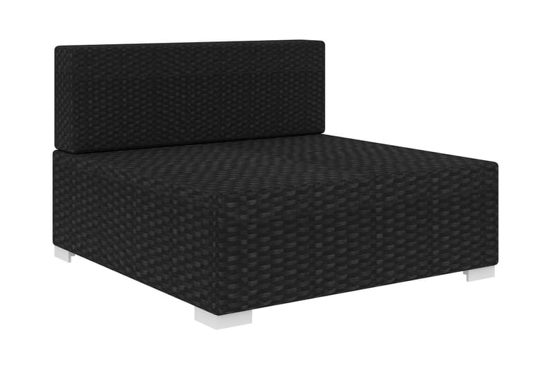 Mittensits till Modulsoffa Utomhus 1 st med dynor konstrotting svart - Svart - Utemöbler - Loungemöbler - Modulsoffa utomhus