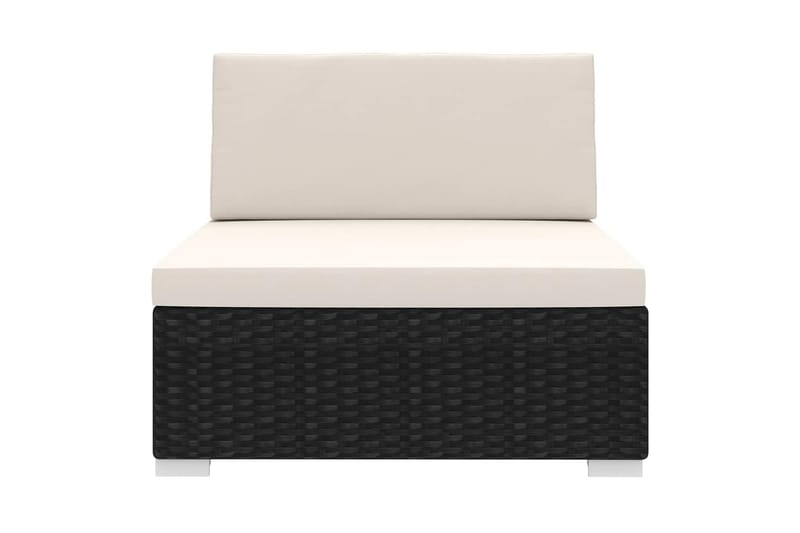 Mittensits till Modulsoffa Utomhus 1 st med dynor konstrotting svart - Svart - Utemöbler - Loungemöbler - Modulsoffa utomhus