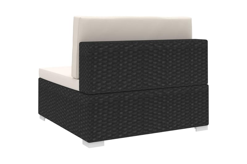 Mittensits till Modulsoffa Utomhus 1 st med dynor konstrotting svart - Svart - Utemöbler - Loungemöbler - Modulsoffa utomhus