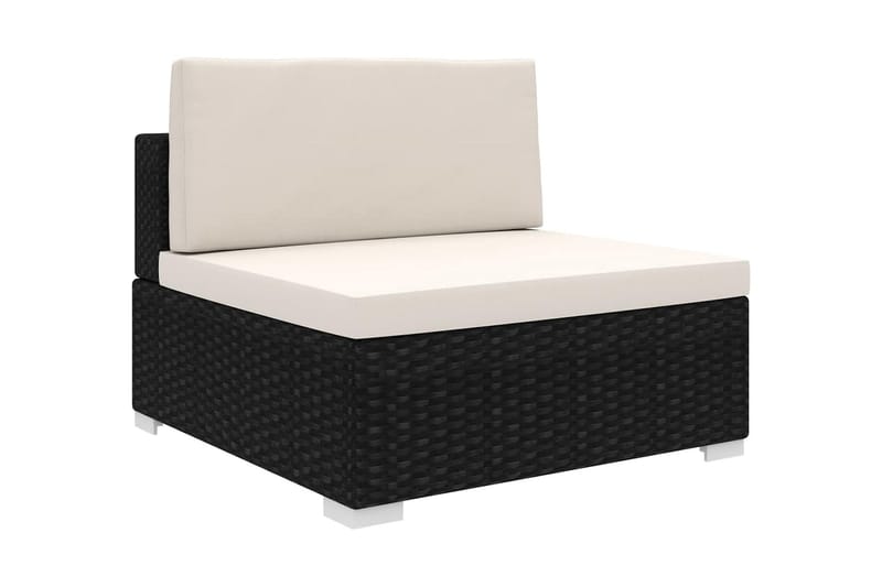 Mittensits till Modulsoffa Utomhus 1 st med dynor konstrotting svart - Svart - Utemöbler - Loungemöbler - Modulsoffa utomhus