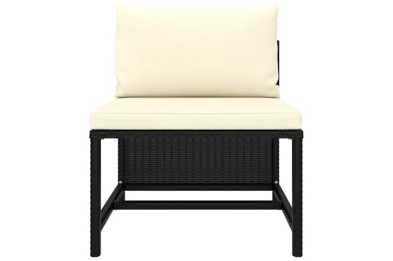 Mittensits till Modulsoffa Utomhus med dynor svart konstrotting - Svart - Utemöbler - Loungemöbler - Modulsoffa utomhus
