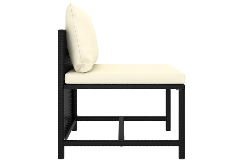 Mittensits till Modulsoffa Utomhus med dynor svart konstrotting - Svart - Utemöbler - Loungemöbler - Modulsoffa utomhus