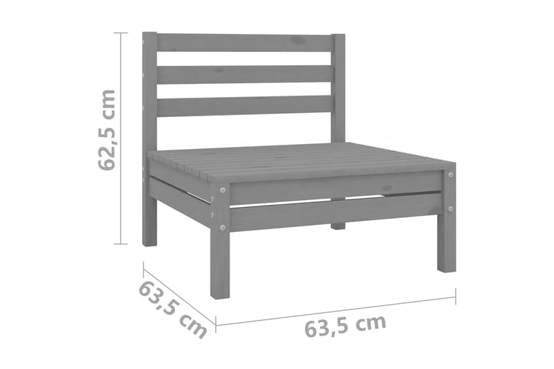 Mittensoffa Utomhus Grå massiv furu - Grå - Utemöbler - Loungemöbler - Modulsoffa utomhus