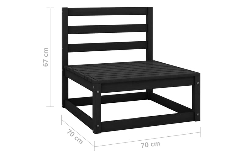 Mittensoffa Utomhus svart massiv furu - Svart - Utemöbler - Loungemöbler - Modulsoffa utomhus