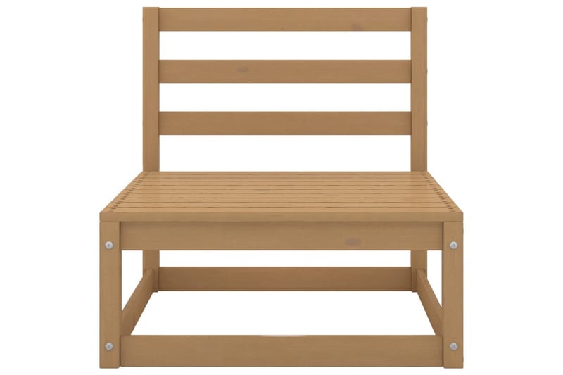 Mittensoffor 2 st med gräddvita dynor massiv furu - Brun - Utemöbler - Loungemöbler - Modulsoffa utomhus