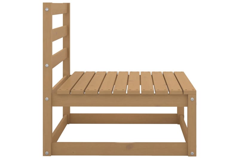 Mittensoffor 2 st med gräddvita dynor massiv furu - Brun - Utemöbler - Loungemöbler - Modulsoffa utomhus