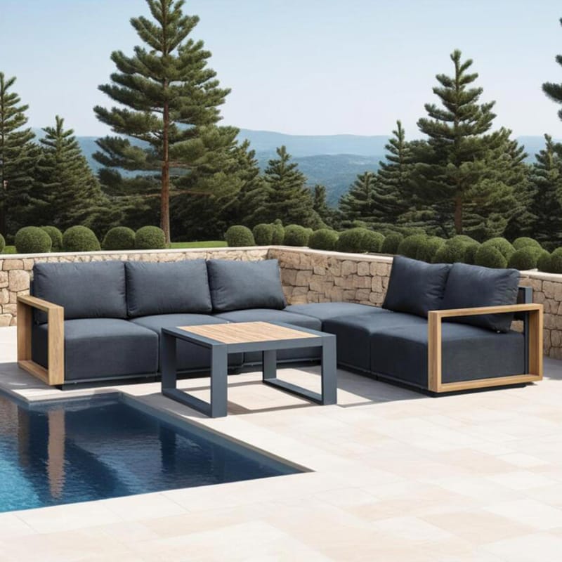 Ottoman Fuller 83x83x42 cm - mörkgrå - Utemöbler - Loungemöbler - Modulsoffa utomhus - Fotpall & pall utomhus