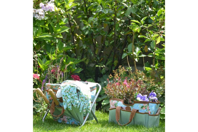 Esschert Design Trädgårdspall med förvaring rosor - Flerfärgsdesign - Fotpall & pall utomhus - Balkongstol