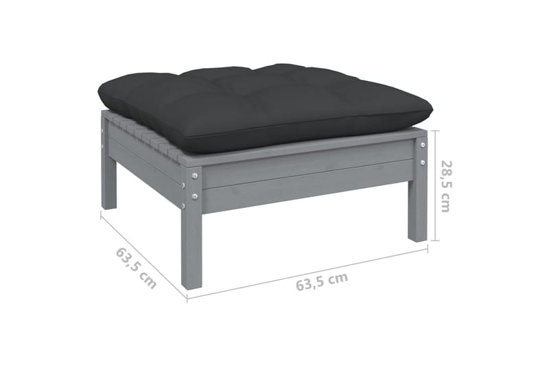 Fotpall med dyna för trädgården antracit massiv furu - Grå - Utemöbler - Loungemöbler - Modulsoffa utomhus - Fotpall & pall utomhus