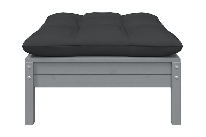 Fotpall med dyna för trädgården antracit massiv furu - Grå - Utemöbler - Loungemöbler - Modulsoffa utomhus - Fotpall & pall utomhus