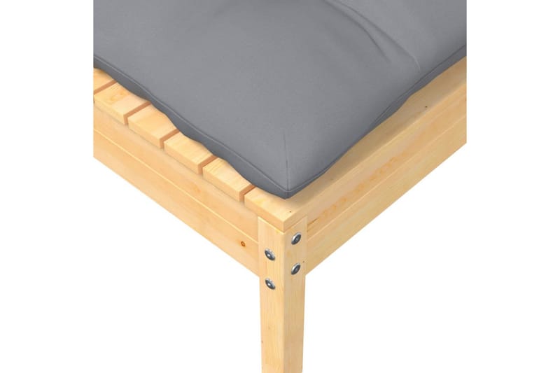 Fotpall med dyna för trädgården grå massiv furu - Grå - Utemöbler - Loungemöbler - Modulsoffa utomhus - Fotpall & pall utomhus