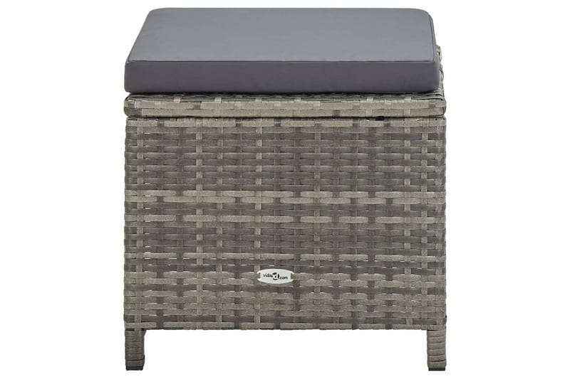 Trädgårdspallar 4 st med dynor konstrotting grå - Grå - Utemöbler - Loungemöbler - Modulsoffa utomhus - Fotpall & pall utomhus