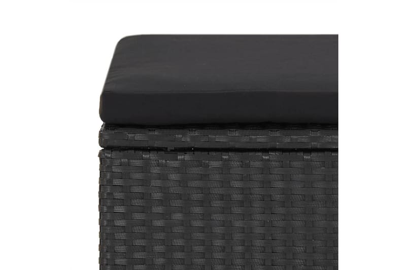 Trädgårdspallar 4 st med dynor konstrotting svart - Svart - Utemöbler - Loungemöbler - Modulsoffa utomhus - Fotpall & pall utomhus