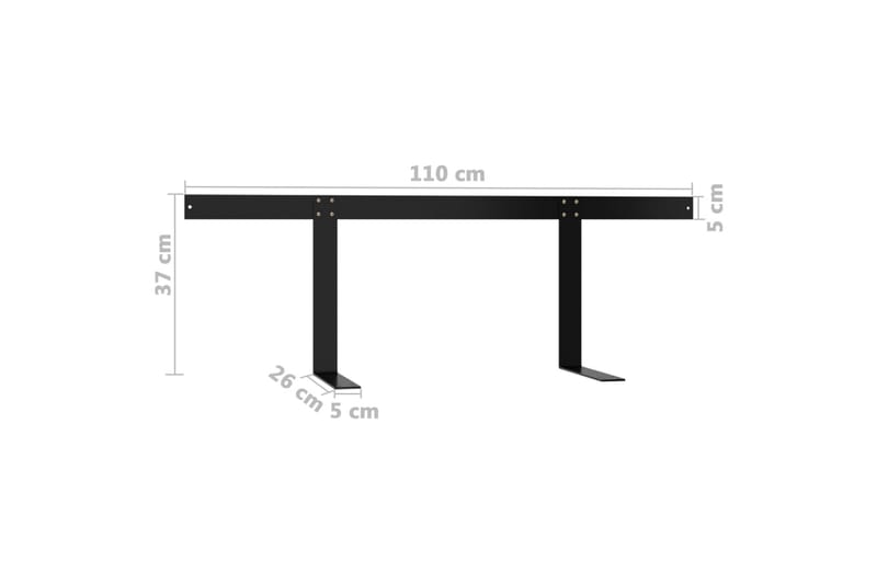Ryggstöd för Pallsoffa Utomhus svart 110 cm järn - Svart - Utemöbler - Balkong - Balkongmöbler - Balkongstol