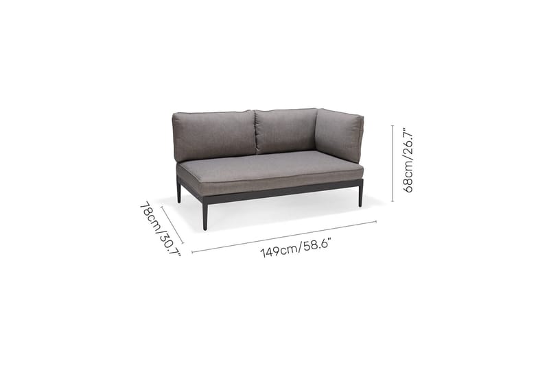 Soffa för utomhusbruk TOPAZ vänster/höger 2-sitssoffa - trä/grå - Utemöbler - Loungemöbler - Modulsoffa utomhus