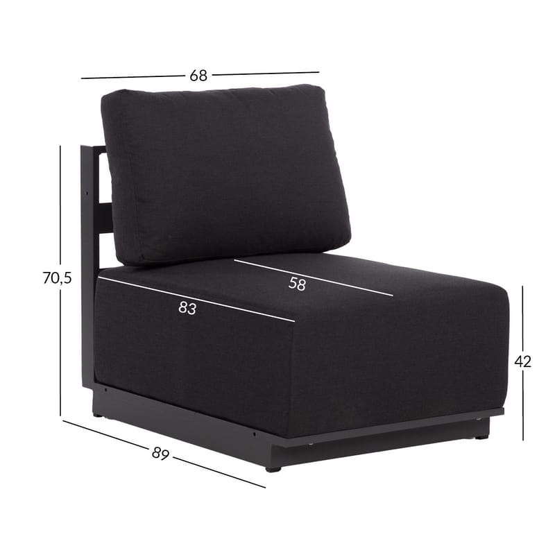 Soffmodul Fuller 68x89x70,5 cm - mörkgrå - Utemöbler - Loungemöbler - Modulsoffa utomhus - Mittmodul utesoffa