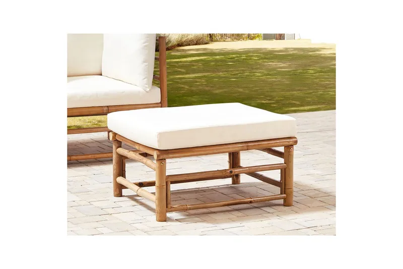 Trädgårdsfotpall Cerreto Vit/ljust trä - Vit/ljust trä - Utemöbler - Loungemöbler - Modulsoffa utomhus - Fotpall & pall utomhus