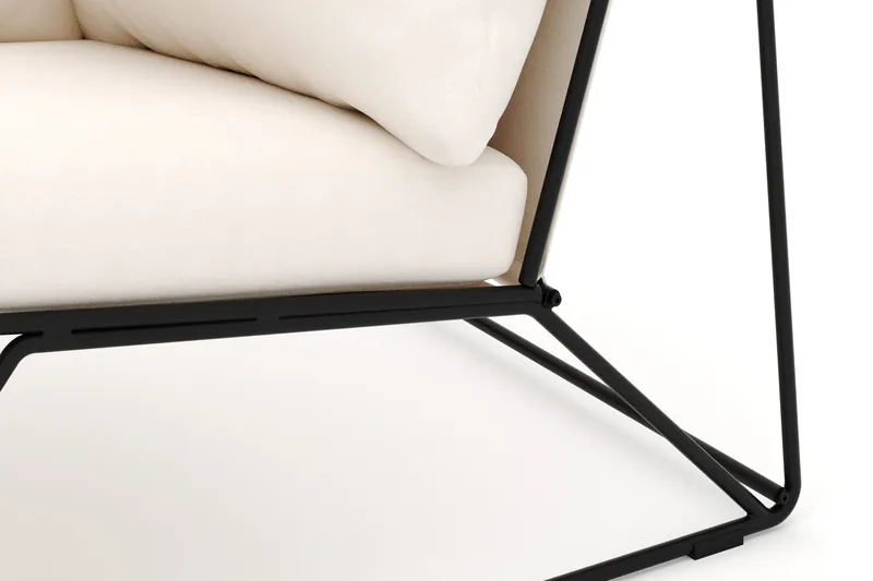 Usteryd hörnmodul utomhus i järn med vattenavisande dyna i beige - Svart - Utemöbler - Loungemöbler - Modulsoffa utomhus - Hörnmodul utesoffa