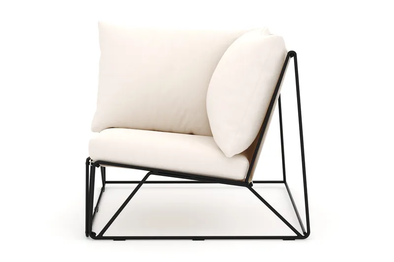 Usteryd hörnmodul utomhus i järn med vattenavisande dyna i beige - Svart - Utemöbler - Loungemöbler - Modulsoffa utomhus - Hörnmodul utesoffa