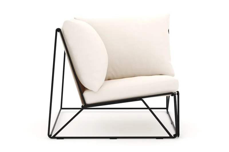 Usteryd hörnmodul utomhus i järn med vattenavisande dyna i beige - Svart - Utemöbler - Loungemöbler - Modulsoffa utomhus - Hörnmodul utesoffa