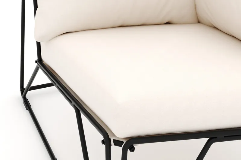 Usteryd hörnmodul utomhus i järn med vattenavisande dyna i beige - Svart - Utemöbler - Loungemöbler - Modulsoffa utomhus - Hörnmodul utesoffa