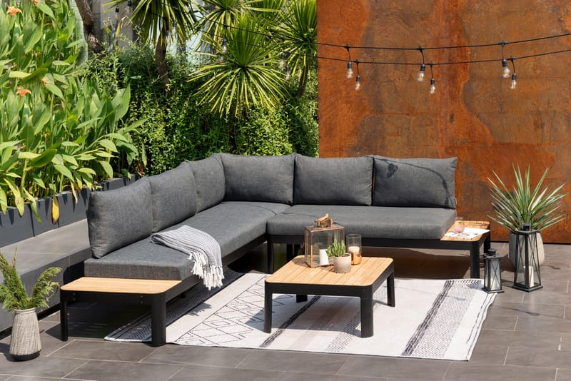 Utomhus modulsoffa Portals 3-sits - svart - Utemöbler - Loungemöbler - Loungesoffa