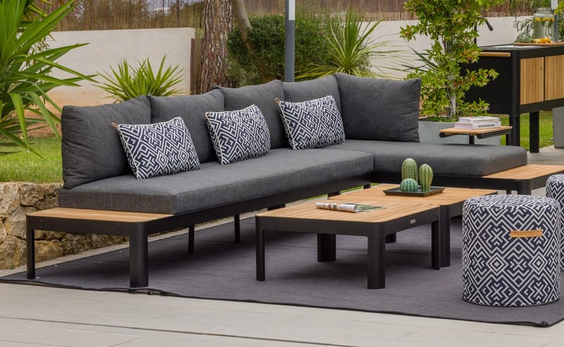 Utomhus modulsoffa Portals 3-sits - svart - Utemöbler - Loungemöbler - Loungesoffa