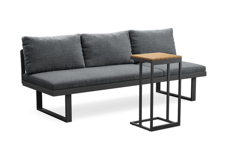 Samira Fällbar Utesoffa med soffbord - Solsäng i aluminium - Grå - Utemöbler - Loungemöbler - Loungesoffa