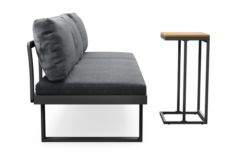 Samira Fällbar Utesoffa med soffbord - Solsäng i aluminium - Grå - Utemöbler - Loungemöbler - Loungesoffa