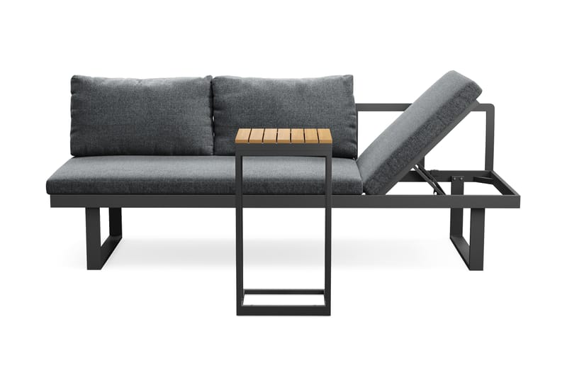 Samira Fällbar Utesoffa med soffbord - Solsäng i aluminium - Grå - Utemöbler - Loungemöbler - Loungesoffa