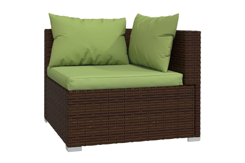 Utesoffa 2-sits med dynor konstrotting brun - Brun/Grön - Utemöbler - Loungemöbler - Loungesoffa