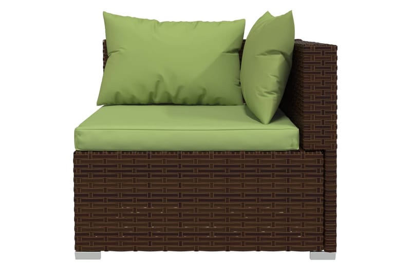 Utesoffa 2-sits med dynor konstrotting brun - Brun/Grön - Utemöbler - Loungemöbler - Loungesoffa
