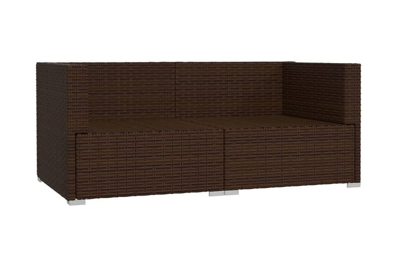 Utesoffa 2-sits med dynor konstrotting brun - Brun/Röd - Utemöbler - Loungemöbler - Loungesoffa