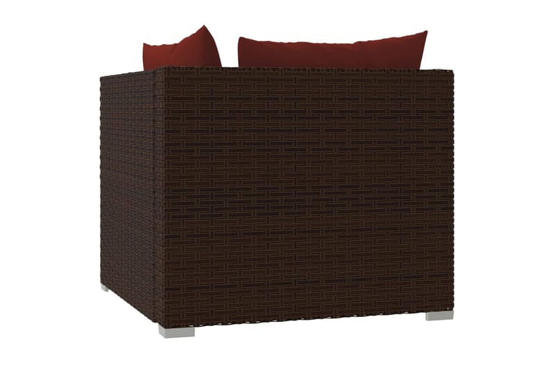 Utesoffa 2-sits med dynor konstrotting brun - Brun/Röd - Utemöbler - Loungemöbler - Loungesoffa