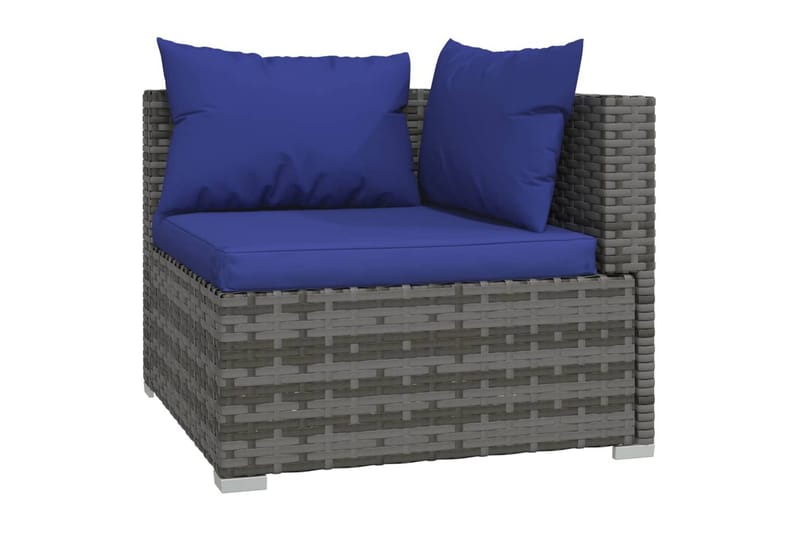 Utesoffa 2-sits med dynor konstrotting grå - Grå/Blå - Utemöbler - Loungemöbler - Loungesoffa