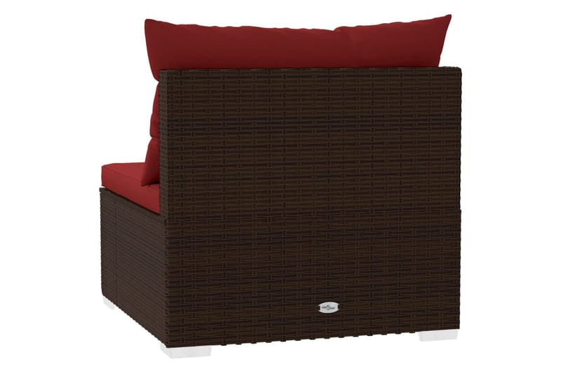 Utesoffa 3-sits med dynor konstrotting brun - Brun/Röd - Utemöbler - Loungemöbler - Loungesoffa