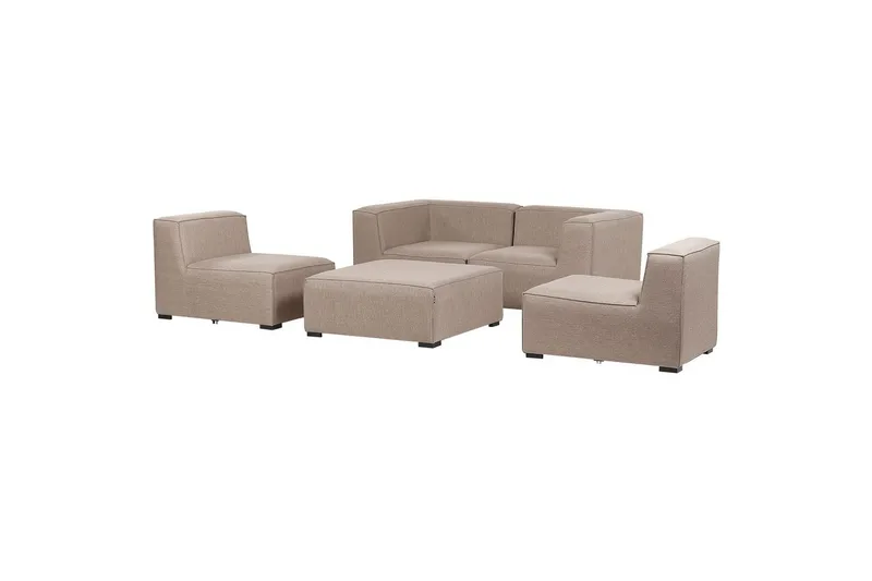 Soffa med fotpall Arezzo Beige/svart - Beige/svart - Utemöbler - Loungemöbler - Loungesoffa
